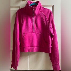 🍒LULULEMON SCUBA sz M/L OVERSIZED FUNNEL NECK 1/2 Zip SWEATSHIRT ~ SONIC PINK